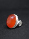 Turkish  Sterling Silver Agate (Aqiq) Ring – Oval Red Carnelian Gemstone