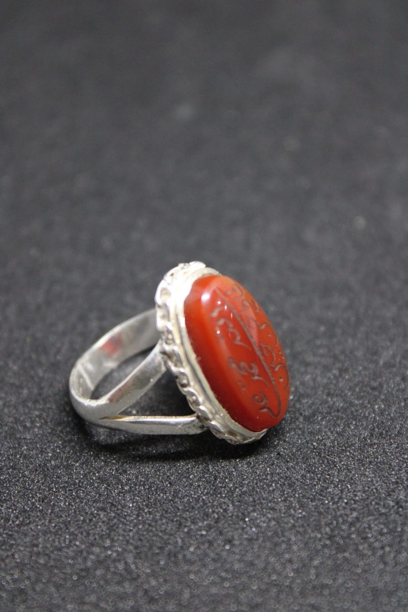 Sterling Silver Ring with Carnelian Engraved "محمد علی فاطمہ حسن حسین - Image 3